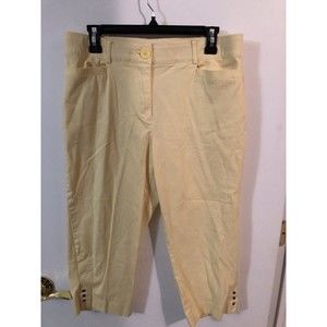 -STUDIO WORKS Capri Pants Womens SIZE 10 Yellow Chino Elastic Waist